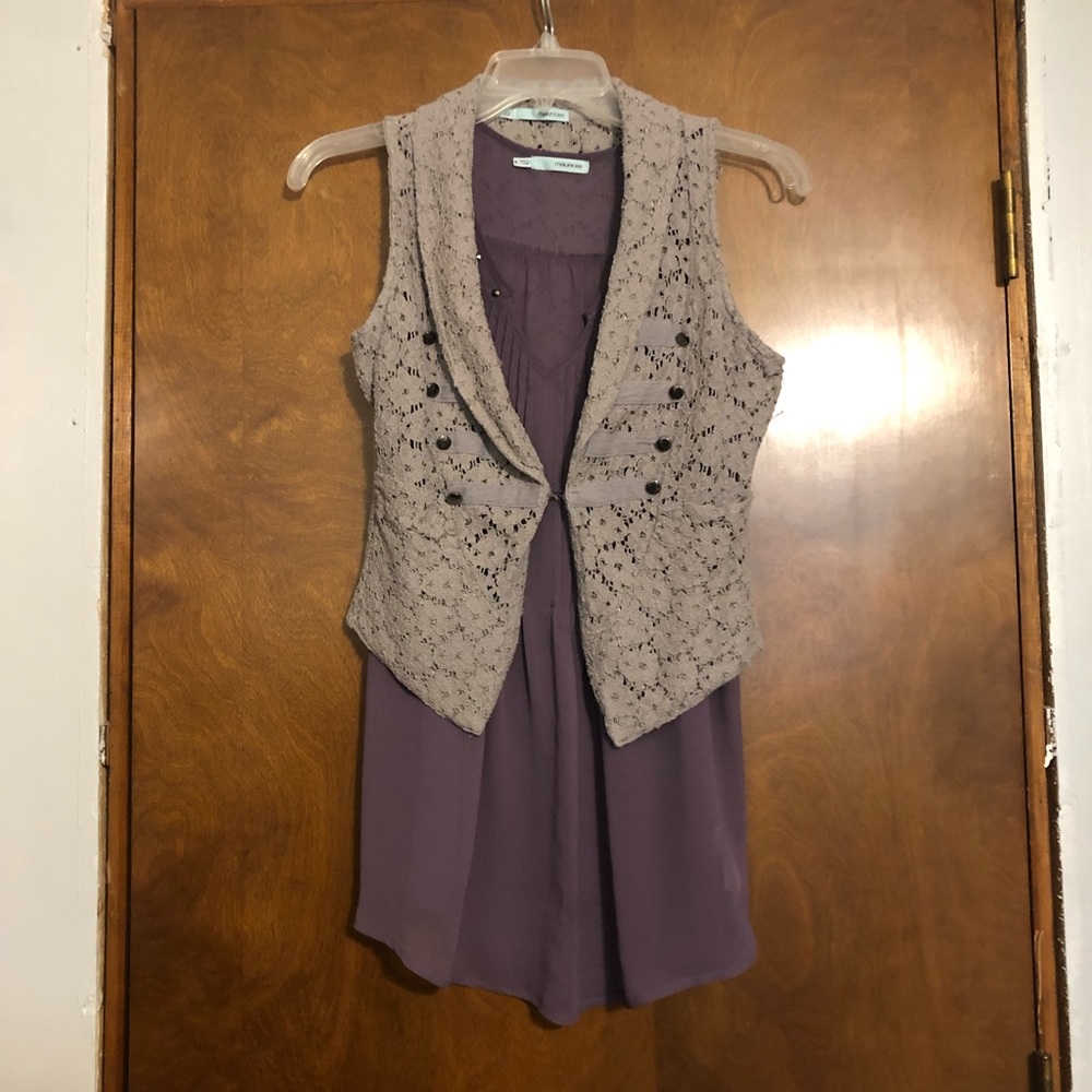 Maurice’s Gray Vest and Purple Top